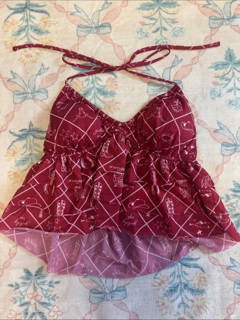 wild fable Maroon Halter Babydoll Bandeau Top